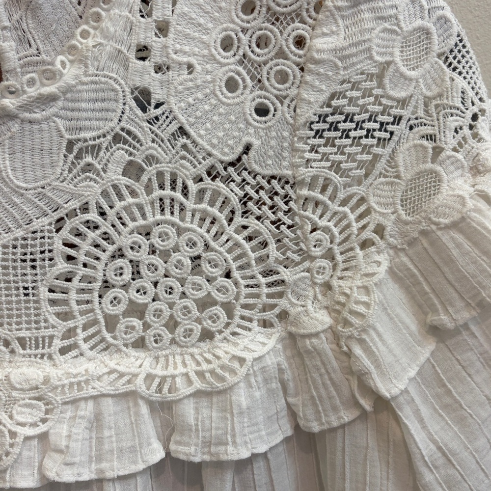 Sea NY Figgy Embroidered Eyelet White Blouse Size 4, EUC - Picture 5 of 11
